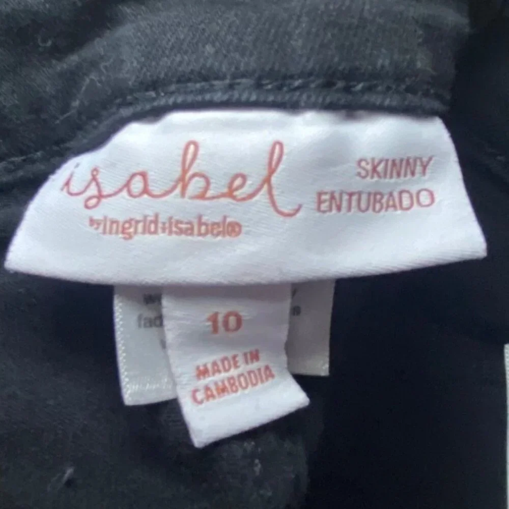 Isabel Skinny Maternity‎ Jeans 10 Black Cotton Blend Elastic Side Panels